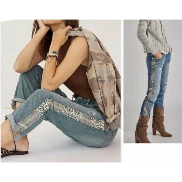 Pilcro Anthropologie Jeans Blue Slim Boyfriend Cropped Trendy The Letterpress - Picture 1 of 11